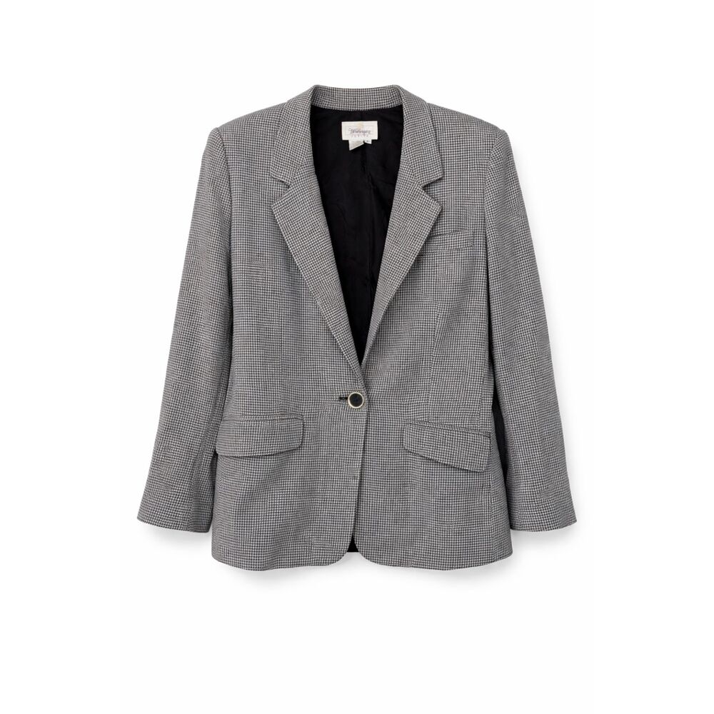 Worthington Petite Houndstooth Blazer Jacket Shoulder Pads Size 10P